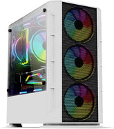 Gabinete Yeyian Ych-042820 Haizen 2500 Micro Atx, 3 Ventiladores Argb, Mesh, Blanco